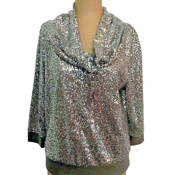CHICO'S ZENERGY SEQUIN SWEATER SIZE 1 - Picture 5 of 5